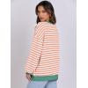 image:imageANRABESS Womens Striped Oversized Sweatshirts Crew Neck Long Sleeve Shirts Soft Color Block Pullover Top Fashion ClothingOrange White