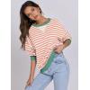 image:imageANRABESS Womens Striped Oversized Sweatshirts Crew Neck Long Sleeve Shirts Soft Color Block Pullover Top Fashion ClothingOrange White
