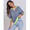 image:imageANRABESS Womens Striped Oversized Sweatshirts Crew Neck Long Sleeve Shirts Soft Color Block Pullover Top Fashion ClothingPink Green
