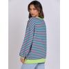 image:imageANRABESS Womens Striped Oversized Sweatshirts Crew Neck Long Sleeve Shirts Soft Color Block Pullover Top Fashion ClothingPink Green