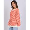 image:imageANRABESS Womens Striped Oversized Sweatshirts Crew Neck Long Sleeve Shirts Soft Color Block Pullover Top Fashion ClothingPink Orange
