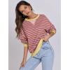 image:imageANRABESS Womens Striped Oversized Sweatshirts Crew Neck Long Sleeve Shirts Soft Color Block Pullover Top Fashion ClothingPurple Orange