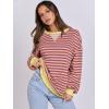 image:imageANRABESS Womens Striped Oversized Sweatshirts Crew Neck Long Sleeve Shirts Soft Color Block Pullover Top Fashion ClothingPurple Orange