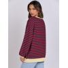 image:imageANRABESS Womens Striped Oversized Sweatshirts Crew Neck Long Sleeve Shirts Soft Color Block Pullover Top Fashion ClothingRed Blue