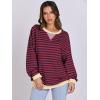 image:imageANRABESS Womens Striped Oversized Sweatshirts Crew Neck Long Sleeve Shirts Soft Color Block Pullover Top Fashion ClothingRed Blue