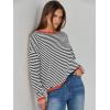image:imageANRABESS Womens Striped Sweaters Long Sleeve Top Crewneck Color Block Casual Loose Knitted Pullover Shirts 2025 Fall OutfitsBlack White Orange