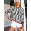 image:imageANRABESS Womens Striped Sweaters Long Sleeve Top Crewneck Color Block Casual Loose Knitted Pullover Shirts 2025 Fall OutfitsBlack White Orange