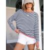 image:imageANRABESS Womens Striped Sweaters Long Sleeve Top Crewneck Color Block Casual Loose Knitted Pullover Shirts 2025 Fall OutfitsBlue White Pink
