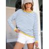 image:imageANRABESS Womens Striped Sweaters Long Sleeve Top Crewneck Color Block Casual Loose Knitted Pullover Shirts 2025 Fall OutfitsBlue White Yellow
