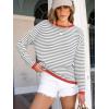 image:imageANRABESS Womens Striped Sweaters Long Sleeve Top Crewneck Color Block Casual Loose Knitted Pullover Shirts 2025 Fall OutfitsGrey White Orange