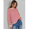 image:imageANRABESS Womens Striped Sweaters Long Sleeve Top Crewneck Color Block Casual Loose Knitted Pullover Shirts 2025 Fall OutfitsRed White Apricot
