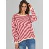 image:imageANRABESS Womens Striped Sweaters Long Sleeve Top Crewneck Color Block Casual Loose Knitted Pullover Shirts 2025 Fall OutfitsRed White Apricot