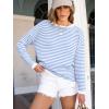 image:imageANRABESS Womens Striped Sweaters Long Sleeve Top Crewneck Color Block Casual Loose Knitted Pullover Shirts 2025 Fall OutfitsWhite Blue