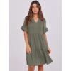 image:imageANRABESS Womens Summer Casual Dress VNeck Ruffle Sleeve Tiered Mini Dress Soft Comfy Fabric with Pockets for AllDay WearArmy Green