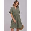 image:imageANRABESS Womens Summer Casual Dress VNeck Ruffle Sleeve Tiered Mini Dress Soft Comfy Fabric with Pockets for AllDay WearArmy Green