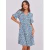 image:imageANRABESS Womens Summer Casual Dress VNeck Ruffle Sleeve Tiered Mini Dress Soft Comfy Fabric with Pockets for AllDay WearBlue White Floral