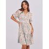 image:imageANRABESS Womens Summer Casual Dress VNeck Ruffle Sleeve Tiered Mini Dress Soft Comfy Fabric with Pockets for AllDay WearCoral Floral