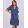 image:imageANRABESS Womens Summer Casual Dress VNeck Ruffle Sleeve Tiered Mini Dress Soft Comfy Fabric with Pockets for AllDay WearDeep Blue