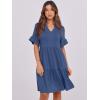 image:imageANRABESS Womens Summer Casual Dress VNeck Ruffle Sleeve Tiered Mini Dress Soft Comfy Fabric with Pockets for AllDay WearDeep Blue