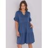 image:imageANRABESS Womens Summer Casual Dress VNeck Ruffle Sleeve Tiered Mini Dress Soft Comfy Fabric with Pockets for AllDay WearDeep Blue