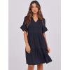 image:imageANRABESS Womens Summer Casual Dress VNeck Ruffle Sleeve Tiered Mini Dress Soft Comfy Fabric with Pockets for AllDay WearDeep Navy Blue