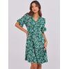image:imageANRABESS Womens Summer Casual Dress VNeck Ruffle Sleeve Tiered Mini Dress Soft Comfy Fabric with Pockets for AllDay WearGreen Blue Floral