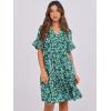 image:imageANRABESS Womens Summer Casual Dress VNeck Ruffle Sleeve Tiered Mini Dress Soft Comfy Fabric with Pockets for AllDay WearGreen Blue Floral