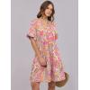 image:imageANRABESS Womens Summer Casual Dress VNeck Ruffle Sleeve Tiered Mini Dress Soft Comfy Fabric with Pockets for AllDay WearGrey Pink Floral