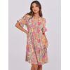 image:imageANRABESS Womens Summer Casual Dress VNeck Ruffle Sleeve Tiered Mini Dress Soft Comfy Fabric with Pockets for AllDay WearGrey Pink Floral