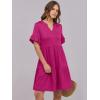 image:imageANRABESS Womens Summer Casual Dress VNeck Ruffle Sleeve Tiered Mini Dress Soft Comfy Fabric with Pockets for AllDay WearHot Pink