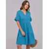 image:imageANRABESS Womens Summer Casual Dress VNeck Ruffle Sleeve Tiered Mini Dress Soft Comfy Fabric with Pockets for AllDay WearLake Blue