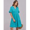 image:imageANRABESS Womens Summer Casual Dress VNeck Ruffle Sleeve Tiered Mini Dress Soft Comfy Fabric with Pockets for AllDay WearLake Green