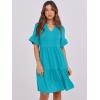image:imageANRABESS Womens Summer Casual Dress VNeck Ruffle Sleeve Tiered Mini Dress Soft Comfy Fabric with Pockets for AllDay WearLake Green