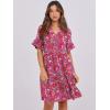 image:imageANRABESS Womens Summer Casual Dress VNeck Ruffle Sleeve Tiered Mini Dress Soft Comfy Fabric with Pockets for AllDay WearRed Floral