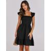 image:imageANRABESS Womens Summer Casual Sleeveless Square Neck Dress 2026 Smocked Ruffle Backless Boho Beach Cute Teen Short SundressBlack