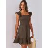 image:imageANRABESS Womens Summer Casual Sleeveless Square Neck Dress 2026 Smocked Ruffle Backless Boho Beach Cute Teen Short SundressCoffee