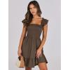 image:imageANRABESS Womens Summer Casual Sleeveless Square Neck Dress 2026 Smocked Ruffle Backless Boho Beach Cute Teen Short SundressCoffee