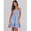 image:imageANRABESS Womens Summer Casual Sleeveless Square Neck Dress 2026 Smocked Ruffle Backless Boho Beach Cute Teen Short SundressFloral Blue White