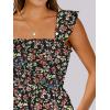 image:imageANRABESS Womens Summer Casual Sleeveless Square Neck Dress 2026 Smocked Ruffle Backless Boho Beach Cute Teen Short SundressFloral Colorful Black