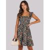 image:imageANRABESS Womens Summer Casual Sleeveless Square Neck Dress 2026 Smocked Ruffle Backless Boho Beach Cute Teen Short SundressFloral Colorful Black