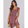 image:imageANRABESS Womens Summer Casual Sleeveless Square Neck Dress 2026 Smocked Ruffle Backless Boho Beach Cute Teen Short SundressFloral Red Pink