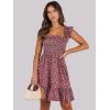 image:imageANRABESS Womens Summer Casual Sleeveless Square Neck Dress 2026 Smocked Ruffle Backless Boho Beach Cute Teen Short SundressFloral Red Pink