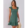 image:imageANRABESS Womens Summer Casual Sleeveless Square Neck Dress 2026 Smocked Ruffle Backless Boho Beach Cute Teen Short SundressGrass Green