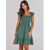 image:imageANRABESS Womens Summer Casual Sleeveless Square Neck Dress 2026 Smocked Ruffle Backless Boho Beach Cute Teen Short SundressGrass Green