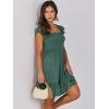 image:imageANRABESS Womens Summer Casual Sleeveless Square Neck Dress 2026 Smocked Ruffle Backless Boho Beach Cute Teen Short SundressGrass Green