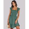 image:imageANRABESS Womens Summer Casual Sleeveless Square Neck Dress 2026 Smocked Ruffle Backless Boho Beach Cute Teen Short SundressGrass Green
