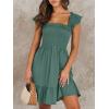 image:imageANRABESS Womens Summer Casual Sleeveless Square Neck Dress 2026 Smocked Ruffle Backless Boho Beach Cute Teen Short SundressGrass Green