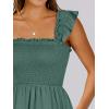 image:imageANRABESS Womens Summer Casual Sleeveless Square Neck Dress 2026 Smocked Ruffle Backless Boho Beach Cute Teen Short SundressGrass Green