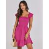 image:imageANRABESS Womens Summer Casual Sleeveless Square Neck Dress 2026 Smocked Ruffle Backless Boho Beach Cute Teen Short SundressHot Pink