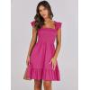 image:imageANRABESS Womens Summer Casual Sleeveless Square Neck Dress 2026 Smocked Ruffle Backless Boho Beach Cute Teen Short SundressHot Pink